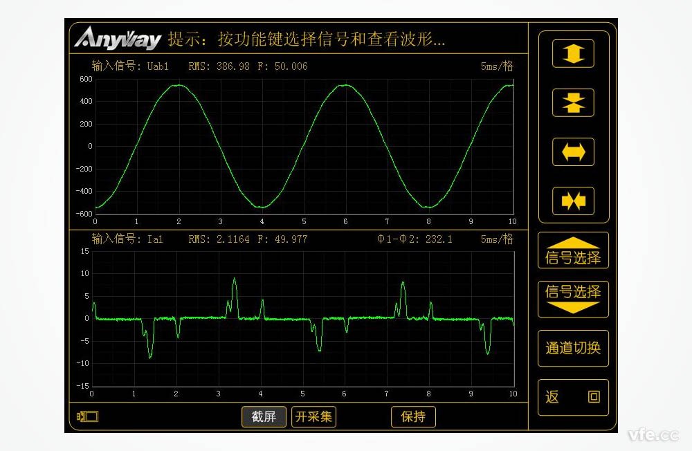 變頻家用電器功率表實(shí)測(cè)波形圖