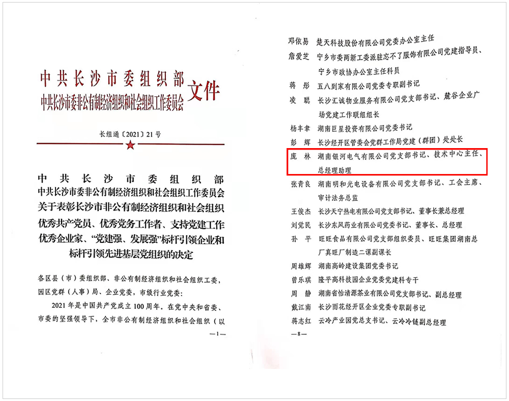 龐林同志榮獲長沙市委組織部 “優(yōu)秀黨務工作者”稱號